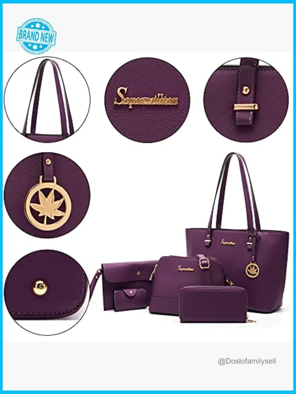 5-Piece Shoulder Tote Bag Set Satchel Purse Set Adjustable Messenger Bag